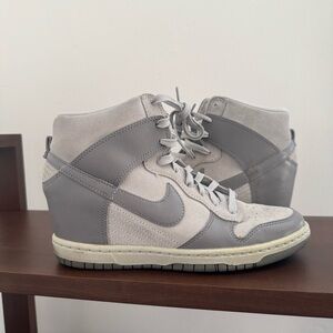NIKE Dunk Sky High Hidden Wedge Heel Cannon Gray Shoes Women's sz 8.5 528899-005